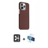 MARSİLYAN™- iPhone 15 Pro Max Kılıf Kozmos Klasik Prime - Siyah 3D Antistatik Seramik Nano Ekran Koruyucu + PVD Metal Kamera Lens - SH