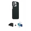 MARSİLYAN™- iPhone 15 Pro Max Kılıf Kozmos Klasik Prime - Siyah 3D Antistatik Seramik Nano Ekran Koruyucu + Raze Metal Kamera Lens - SH
