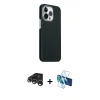 MARSİLYAN™- iPhone 15 Pro Max Kılıf Kozmos Klasik Prime - Siyah 3D Antistatik Seramik Nano Ekran Koruyucu + Raze Metal Kamera Lens - GS