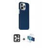 MARSİLYAN™- iPhone 15 Pro Max Kılıf Kozmos Klasik Prime - Siyah 3D Antistatik Seramik Nano Ekran Koruyucu + PVD Metal Kamera Lens - LT