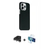 MARSİLYAN™- iPhone 15 Pro Max Kılıf Kozmos Klasik Prime - Siyah 3D Antistatik Seramik Nano Ekran Koruyucu + Raze Metal Kamera Lens - GS