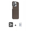 MARSİLYAN™- iPhone 15 Pro Max Kılıf Kozmos Klasik Prime - Siyah Bilvis 0.18mm Plus Cam Ekran Koruyucu + PVD Metal Kamera Lens - GI
