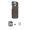 MARSİLYAN™- iPhone 15 Pro Max Kılıf Kozmos Klasik Prime - Siyah Bilvis 0.18mm Plus Cam Ekran Koruyucu + PVD Metal Kamera Lens - GS