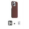 MARSİLYAN™- iPhone 15 Pro Max Kılıf Kozmos Klasik Prime - Siyah Bilvis 0.18mm Plus Cam Ekran Koruyucu + PVD Metal Kamera Lens - GS