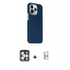 MARSİLYAN™- iPhone 15 Pro Max Kılıf Kozmos Klasik Prime - Siyah Bilvis 0.18mm Plus Cam Ekran Koruyucu + PVD Metal Kamera Lens - GS
