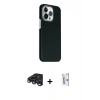 MARSİLYAN™- iPhone 15 Pro Max Kılıf Kozmos Klasik Prime - Siyah Bilvis 0.18mm Plus Cam Ekran Koruyucu + Lacivert Raze Metal Kamera Lens