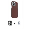 MARSİLYAN™- iPhone 15 Pro Max Kılıf Kozmos Klasik Prime - Siyah Bilvis 0.18mm Plus Cam Ekran Koruyucu + PVD Metal Kamera Lens - LT