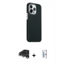 MARSİLYAN™- iPhone 15 Pro Max Kılıf Kozmos Klasik Prime - Siyah Bilvis 0.18mm Plus Cam Ekran Koruyucu + Raze Metal Kamera Lens - GS
