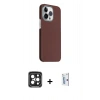 MARSİLYAN™- iPhone 15 Pro Max Kılıf Kozmos Klasik Prime - Siyah Bilvis 0.18mm Plus Cam Ekran Koruyucu + PVD Metal Kamera Lens - SH