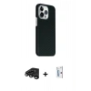 MARSİLYAN™- iPhone 15 Pro Max Kılıf Kozmos Klasik Prime - Siyah Bilvis 0.18mm Plus Cam Ekran Koruyucu + Raze Metal Kamera Lens - TMGI