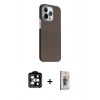 MARSİLYAN™- iPhone 15 Pro Max Kılıf Kozmos Klasik Prime - Siyah Bilvis 3D Cam Ekran Koruyucu + PVD Metal Kamera Lens - TU