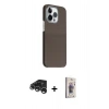 MARSİLYAN™- iPhone 15 Pro Max Kılıf Kozmos Klasik Prime - Siyah Bilvis 3D Cam Ekran Koruyucu + Raze Metal Kamera Lens - GS