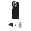 MARSİLYAN™- iPhone 15 Pro Max Kılıf Kozmos Klasik Prime - Siyah Bilvis 3D Cam Ekran Koruyucu + Raze Metal Kamera Lens - LT