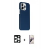 MARSİLYAN™- iPhone 15 Pro Max Kılıf Kozmos Klasik Prime - Siyah Bilvis 3D Mat Cam Ekran Koruyucu + PVD Metal Kamera Lens - LT