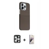 MARSİLYAN™- iPhone 15 Pro Max Kılıf Kozmos Klasik Prime - Siyah Bilvis 3D Mat Cam Ekran Koruyucu + PVD Metal Kamera Lens - LT