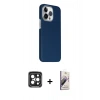 MARSİLYAN™- iPhone 15 Pro Max Kılıf Kozmos Klasik Prime - Siyah Bilvis 3D Mat Cam Ekran Koruyucu + Siyah PVD Metal Kamera Lens