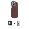 MARSİLYAN™- iPhone 15 Pro Max Kılıf Kozmos Klasik Prime - Siyah Bilvis 3D Mat Cam Ekran Koruyucu + Siyah PVD Metal Kamera Lens