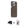 MARSİLYAN™- iPhone 15 Pro Max Kılıf Kozmos Klasik Prime - Siyah Bilvis 3D Mat Cam Ekran Koruyucu + Raze Metal Kamera Lens - TMGI
