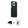 MARSİLYAN™- iPhone 15 Pro Max Kılıf Kozmos Klasik Prime - Siyah Bilvis 3D Mat Cam Ekran Koruyucu + Raze Metal Kamera Lens - TMGI