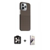 MARSİLYAN™- iPhone 15 Pro Max Kılıf Kozmos Klasik Prime - Siyah Bilvis 3D Mat Cam Ekran Koruyucu + PVD Metal Kamera Lens - TU