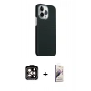 MARSİLYAN™- iPhone 15 Pro Max Kılıf Kozmos Klasik Prime - Siyah Bilvis 3D Mat Cam Ekran Koruyucu + PVD Metal Kamera Lens - TU