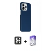 MARSİLYAN™- iPhone 15 Pro Max Kılıf Kozmos Klasik Prime - Siyah Bilvis 5in1 3D Magic Cam Ekran Koruyucu + PVD Metal Kamera Lens - GI