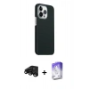 MARSİLYAN™- iPhone 15 Pro Max Kılıf Kozmos Klasik Prime - Siyah Bilvis 5in1 3D Magic Cam Ekran Koruyucu + Raze Metal Kamera Lens - SH