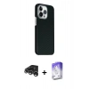 MARSİLYAN™- iPhone 15 Pro Max Kılıf Kozmos Klasik Prime - Siyah Bilvis 5in1 3D Magic Cam Ekran Koruyucu + Raze Metal Kamera Lens - GS