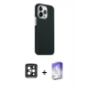 MARSİLYAN™- iPhone 15 Pro Max Kılıf Kozmos Klasik Prime - Siyah Bilvis 5in1 3D Magic Cam Ekran Koruyucu + PVD Metal Kamera Lens - SH