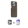 MARSİLYAN™- iPhone 15 Pro Max Kılıf Kozmos Klasik Prime - Siyah Bilvis 5in1 3D Magic Cam Ekran Koruyucu + PVD Metal Kamera Lens - GS