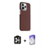 MARSİLYAN™- iPhone 15 Pro Max Kılıf Kozmos Klasik Prime - Siyah Bilvis 5in1 3D Magic Cam Ekran Koruyucu + PVD Metal Kamera Lens - TU