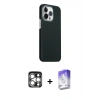 MARSİLYAN™- iPhone 15 Pro Max Kılıf Kozmos Klasik Prime - Siyah Bilvis 5in1 3D Magic Cam Ekran Koruyucu + PVD Metal Kamera Lens - GS
