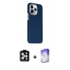 MARSİLYAN™- iPhone 15 Pro Max Kılıf Kozmos Klasik Prime - Siyah Bilvis 5in1 3D Magic Cam Ekran Koruyucu + PVD Metal Kamera Lens - TU