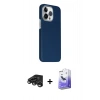 MARSİLYAN™- iPhone 15 Pro Max Kılıf Kozmos Klasik Prime - Siyah Bilvis 5in1 5D Magic Hayalet Cam Ekran Koruyucu + Titanyum Gri Raze Metal Kamera Lens
