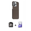 MARSİLYAN™- iPhone 15 Pro Max Kılıf Kozmos Klasik Prime - Siyah Bilvis 5in1 5D Magic Hayalet Cam Ekran Koruyucu + PVD Metal Kamera Lens - TU
