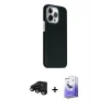 MARSİLYAN™- iPhone 15 Pro Max Kılıf Kozmos Klasik Prime - Siyah Bilvis 5in1 5D Magic Hayalet Cam Ekran Koruyucu + Raze Metal Kamera Lens - SH