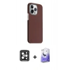 MARSİLYAN™- iPhone 15 Pro Max Kılıf Kozmos Klasik Prime - Siyah Bilvis 5in1 5D Magic Hayalet Cam Ekran Koruyucu + PVD Metal Kamera Lens - SH