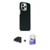 MARSİLYAN™- iPhone 15 Pro Max Kılıf Kozmos Klasik Prime - Siyah Bilvis 5in1 5D Magic Hayalet Cam Ekran Koruyucu + Raze Metal Kamera Lens - LT