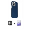 MARSİLYAN™- iPhone 15 Pro Max Kılıf Kozmos Klasik Prime - Siyah Bilvis 5in1 5D Magic Hayalet Cam Ekran Koruyucu + PVD Metal Kamera Lens - GI