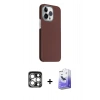 MARSİLYAN™- iPhone 15 Pro Max Kılıf Kozmos Klasik Prime - Siyah Bilvis 5in1 5D Magic Hayalet Cam Ekran Koruyucu + PVD Metal Kamera Lens - GS