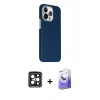 MARSİLYAN™- iPhone 15 Pro Max Kılıf Kozmos Klasik Prime - Siyah Bilvis 5in1 5D Magic Hayalet Cam Ekran Koruyucu + PVD Metal Kamera Lens - SH
