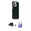 MARSİLYAN™- iPhone 15 Pro Max Kılıf Kozmos Klasik Prime - Siyah Bilvis 5in1 5D Magic Hayalet Cam Ekran Koruyucu + Raze Metal Kamera Lens - GS
