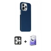 MARSİLYAN™- iPhone 15 Pro Max Kılıf Kozmos Klasik Prime - Siyah Bilvis 5in1 5D Magic Hayalet Cam Ekran Koruyucu + PVD Metal Kamera Lens - GS
