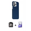 MARSİLYAN™- iPhone 15 Pro Max Kılıf Kozmos Klasik Prime - Siyah Bilvis 5in1 5D Magic Hayalet Cam Ekran Koruyucu + PVD Metal Kamera Lens - TU