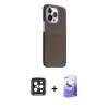 MARSİLYAN™- iPhone 15 Pro Max Kılıf Kozmos Klasik Prime - Siyah Bilvis 5in1 5D Magic Hayalet Cam Ekran Koruyucu + PVD Metal Kamera Lens - SH