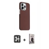 MARSİLYAN™- iPhone 15 Pro Max Kılıf Kozmos Klasik Prime - Siyah Bilvis Hayalet Cam Ekran Koruyucu + PVD Metal Kamera Lens - GI