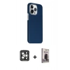 MARSİLYAN™- iPhone 15 Pro Max Kılıf Kozmos Klasik Prime - Siyah Bilvis Hayalet Cam Ekran Koruyucu + PVD Metal Kamera Lens - GI