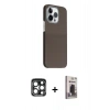 MARSİLYAN™- iPhone 15 Pro Max Kılıf Kozmos Klasik Prime - Siyah Bilvis Hayalet Cam Ekran Koruyucu + PVD Metal Kamera Lens - LT