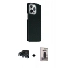MARSİLYAN™- iPhone 15 Pro Max Kılıf Kozmos Klasik Prime - Siyah Bilvis Hayalet Cam Ekran Koruyucu + Raze Metal Kamera Lens - LT