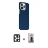 MARSİLYAN™- iPhone 15 Pro Max Kılıf Kozmos Klasik Prime - Siyah Bilvis Hayalet Cam Ekran Koruyucu + PVD Metal Kamera Lens - LT